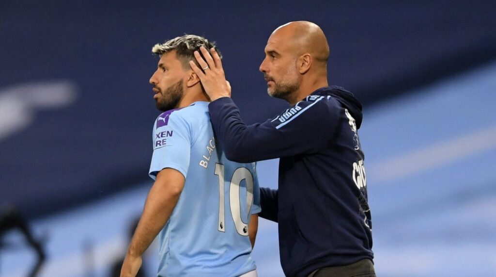 Sergio Aguero and Josep Guardiola - skysports.com